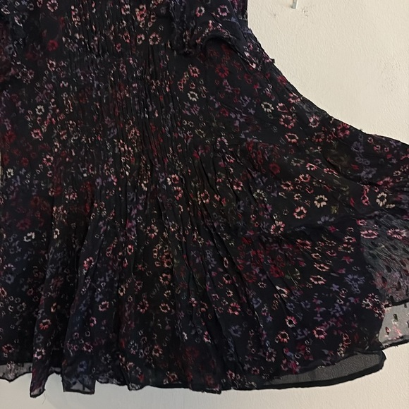 Flaw - New Reiss Long Sleeve Pintuck Floral Ruffle Mini Dress Size 12 NWT - Picture 7 of 13